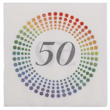 20x leeftijd 50 jaar themafeest/verjaardag servetten 33 x 33 cm confetti