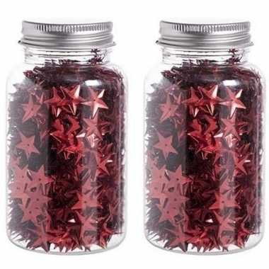 2x rode sterren confetti in flesjes