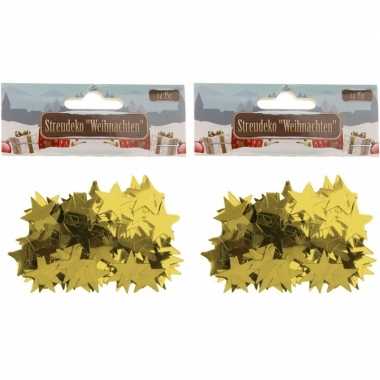 Kerst deco confetti gouden sterretjes glimmend 30 gram