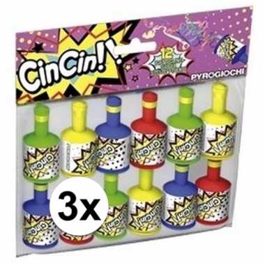 Party poppers 3x 12 stuks